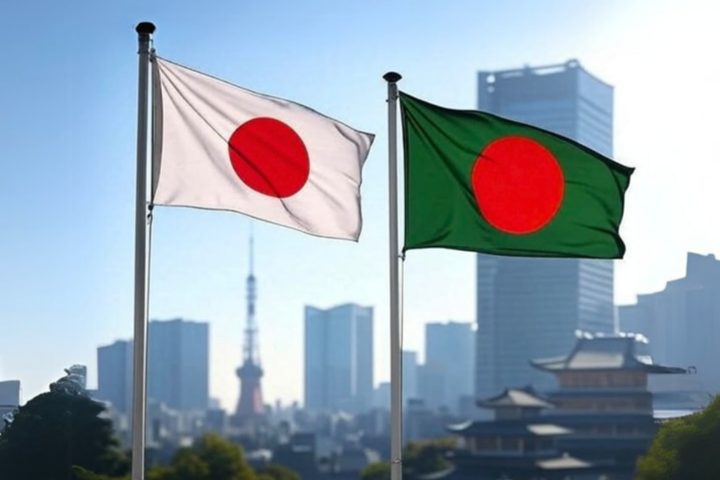 Bangladesh and Japan Flag